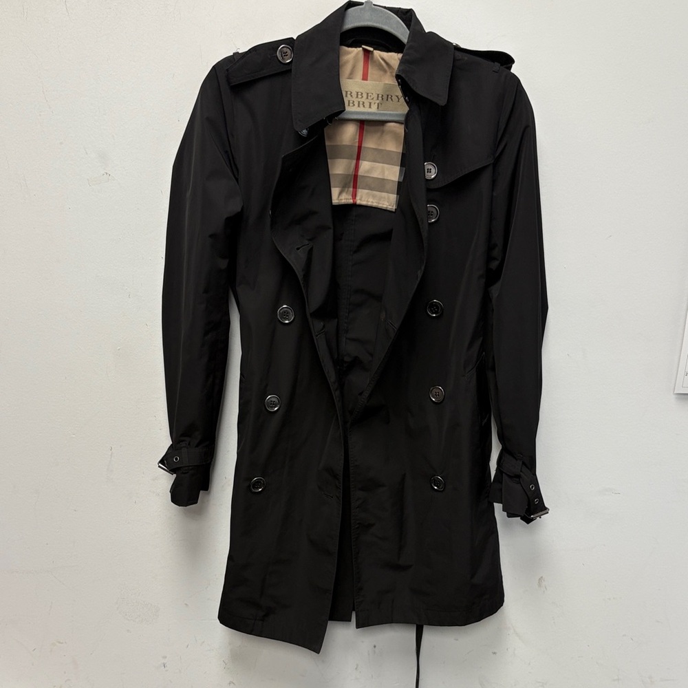 Burberry Dark Trench Coat with Check Lining